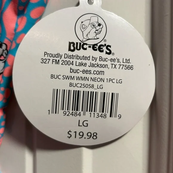 Buc-ee’s Beaver Print One-Piece Swimsuit Women’s L NWT - Picture 2 of 4